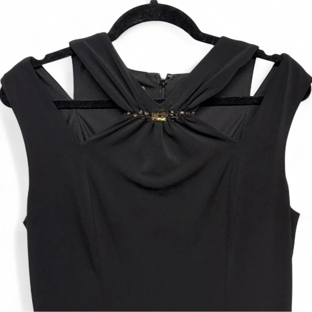 Anne Klein Black Midi Dress with Gold Accents - Picture 3 of 8